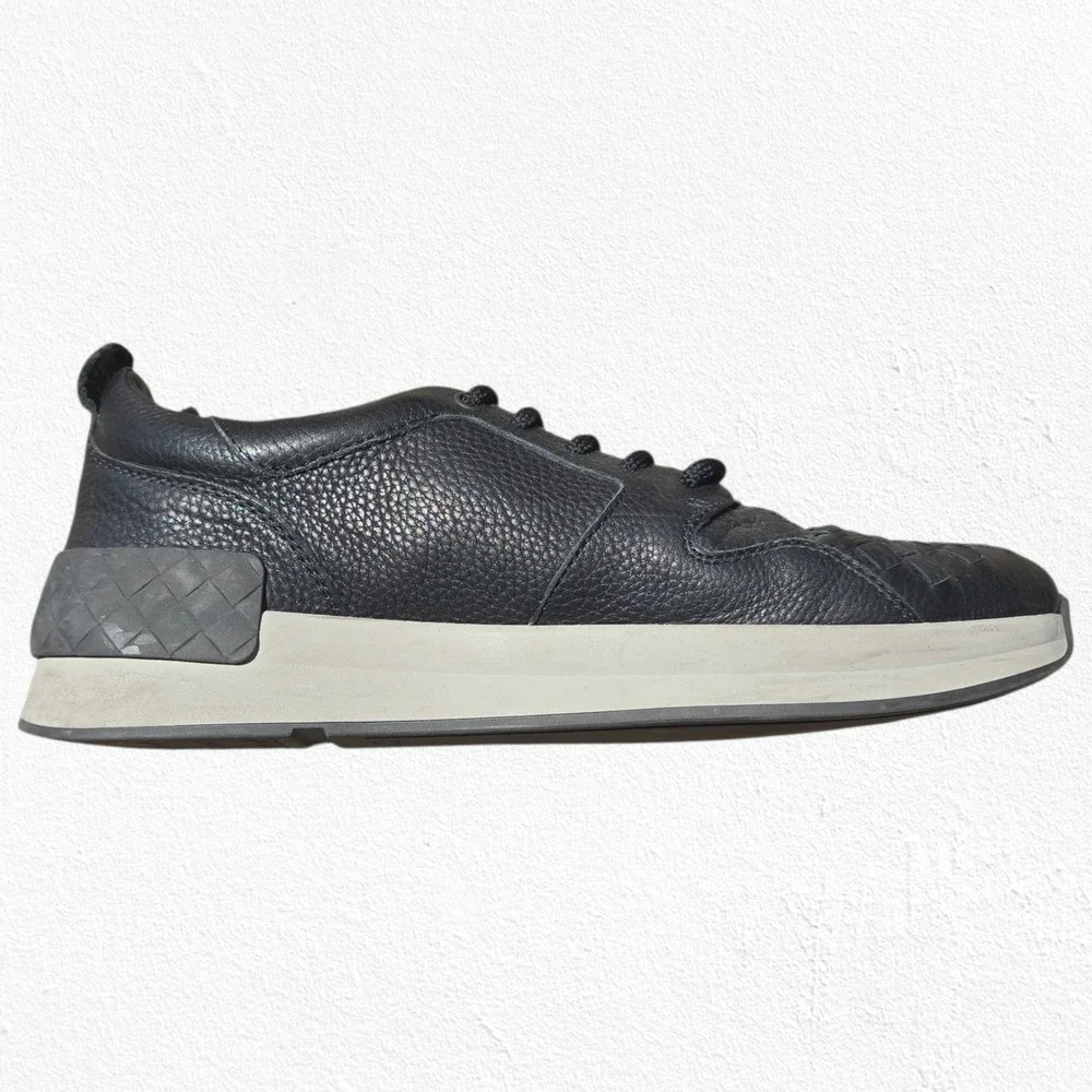 Bottega Veneta Black Leather Intrecciato Low Top Sneakers Men’s 41.5 Italy